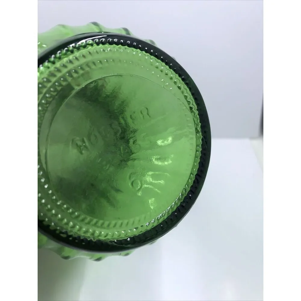 Vintage MCM Hoosier Glass Swirl Ribbed Emerald Green Vase Indiana USA 7.5